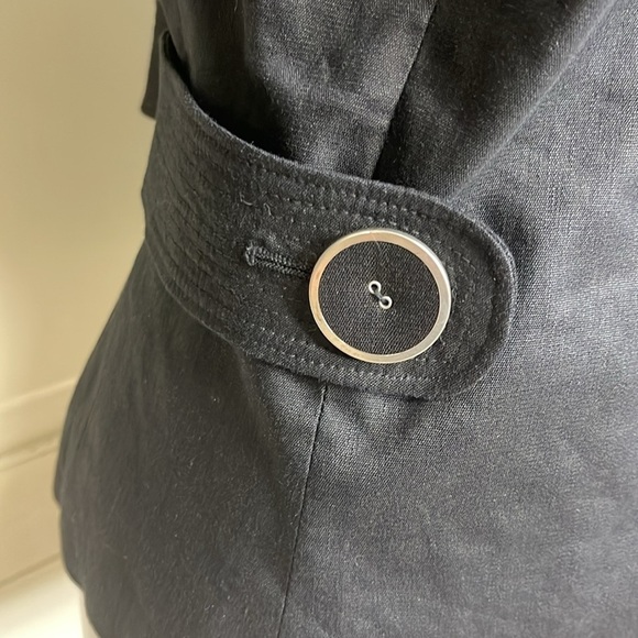 Boutique Essentials Women’s Black Linen High Collar Blazer Jacket Top Size 8 - Picture 5 of 12